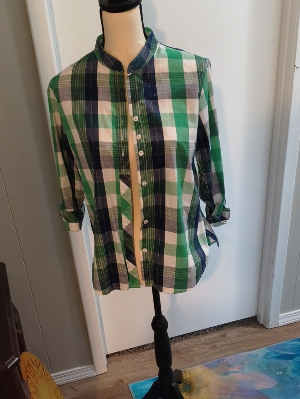Green Plaid Button-Up Shirt